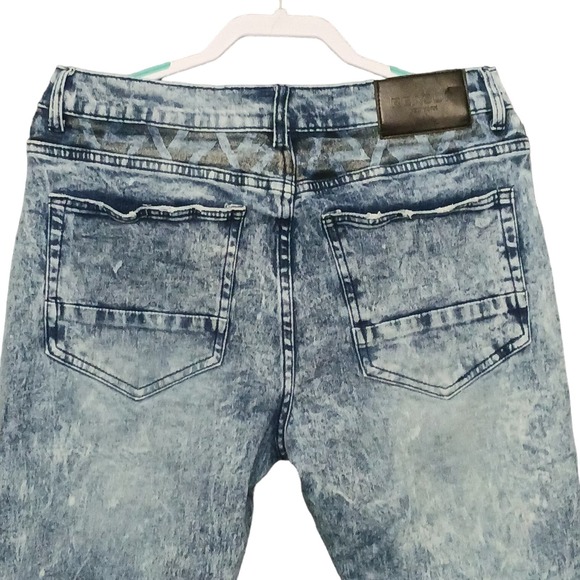 Reason Hip Hop Jeans Mens Sz. 36 Acid Wash Distressed Graphic Patches Zi… - Picture 5 of 9